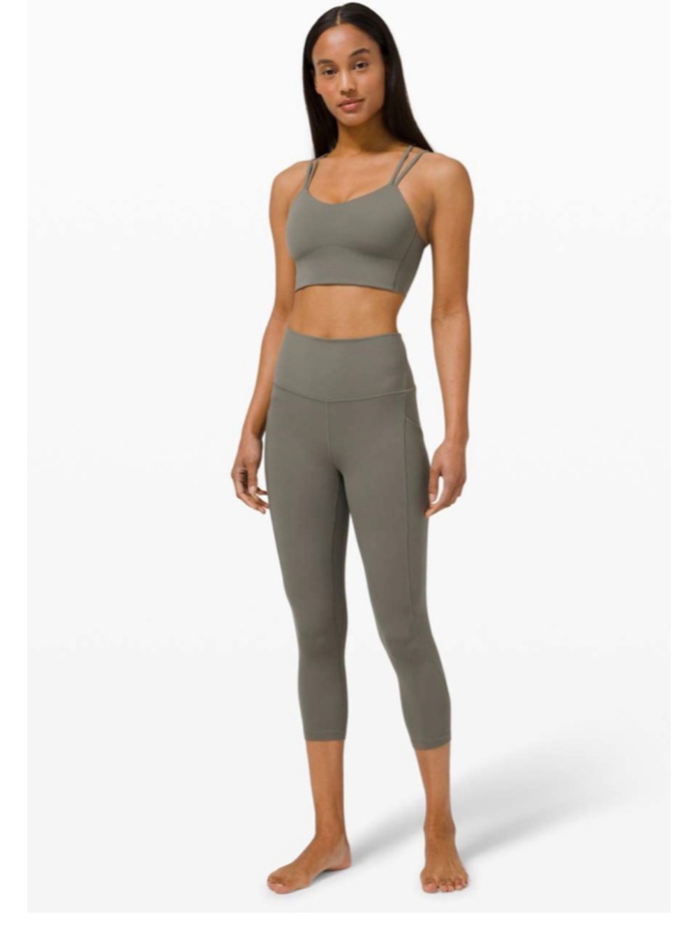 Women's Lululemon Align High Rise Crop Leggings Size 4 Grey Sage 23”